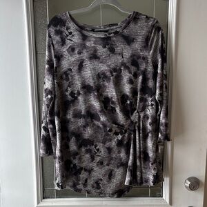 Simply Vera Vera Wang Charcoal and Black Long Sleeve Top